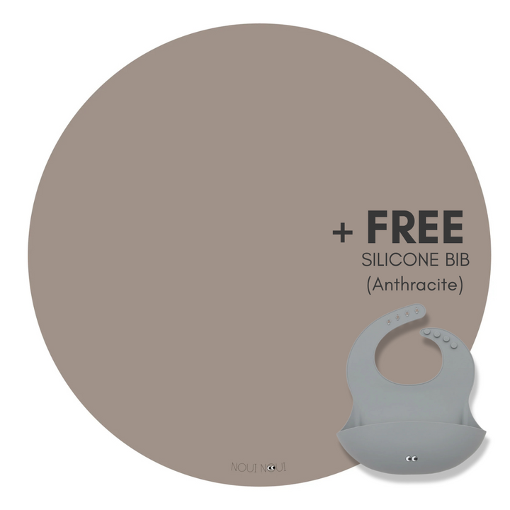 Round Floor Mat - Cocoa (+Free Silicone Bib)