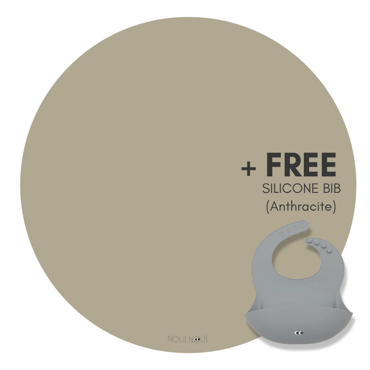 Round Floor Mat - Olive Haze (+Free Silicone Bib)